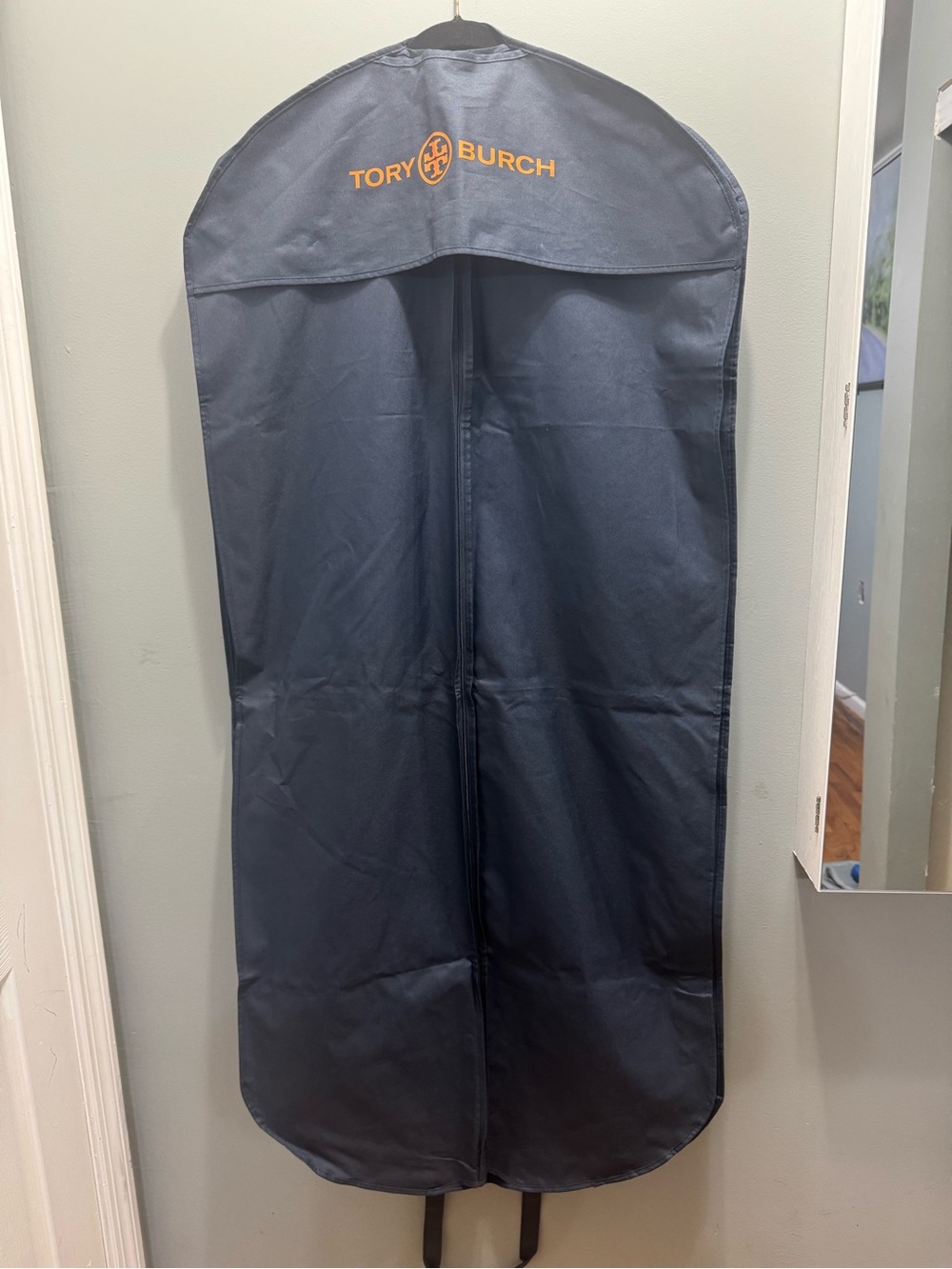Tory Burch Navy Garment Bag with Orange Logo